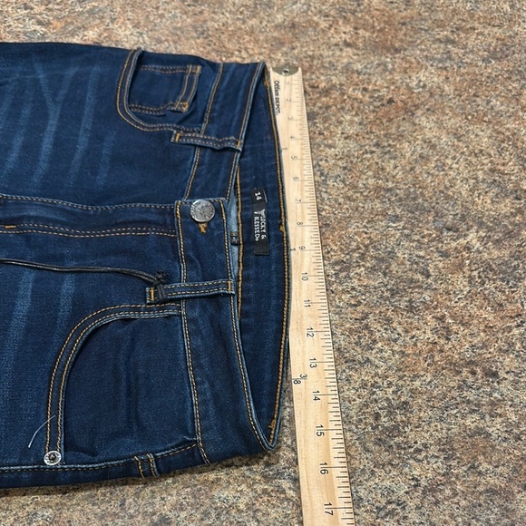 Lucky & Blessed Flare Jeans Size 14 Dark Wash Wide Leg Distressed Details - Picture 11 of 12